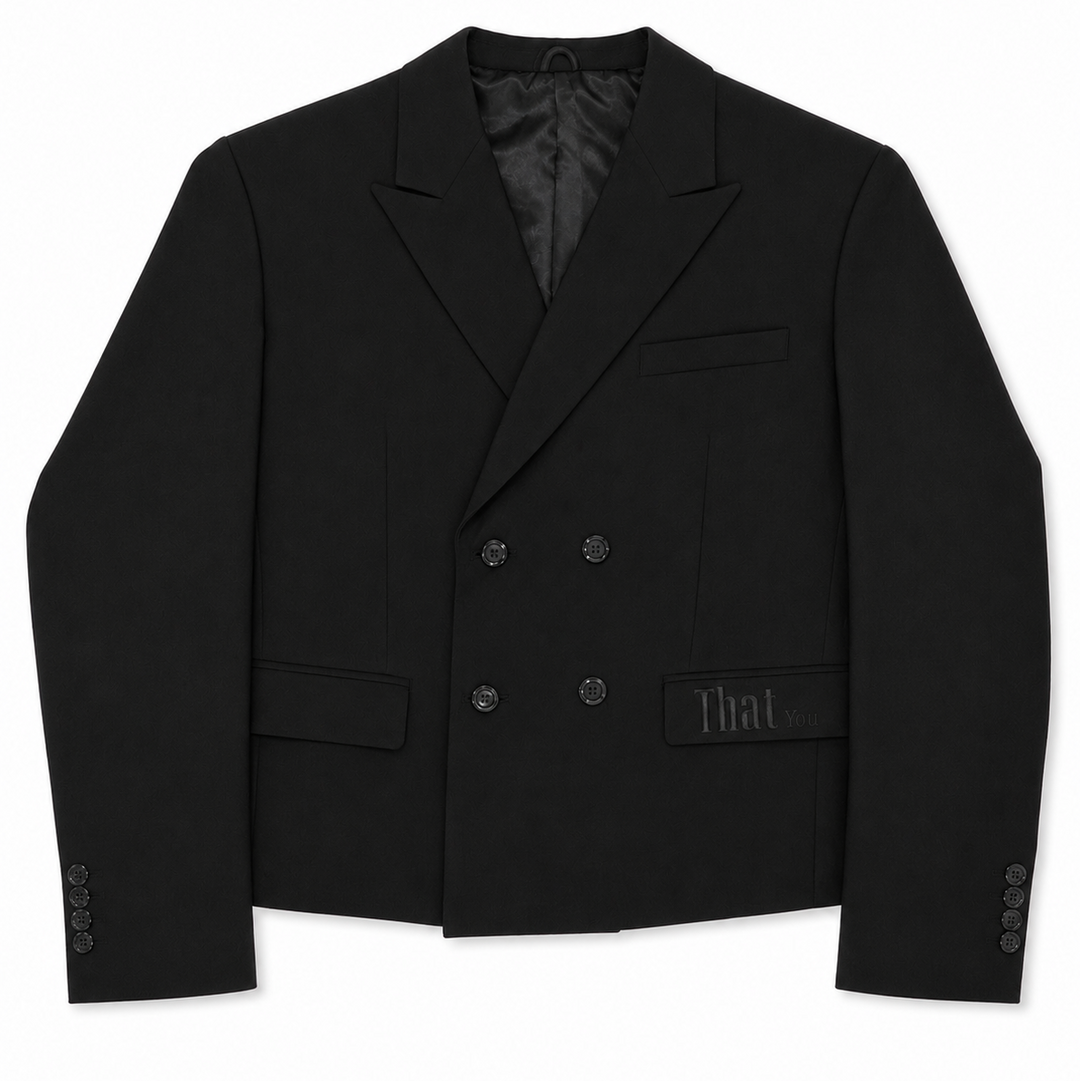 THATyou Cropped Cashmere Wool Blend Blazer - Jet Black