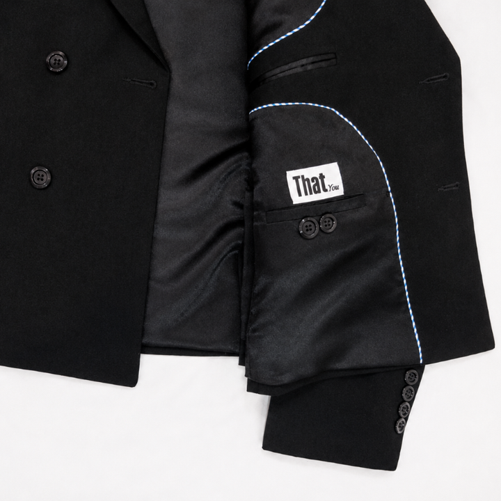 THATyou Cropped Cashmere Wool Blend Blazer - Jet Black