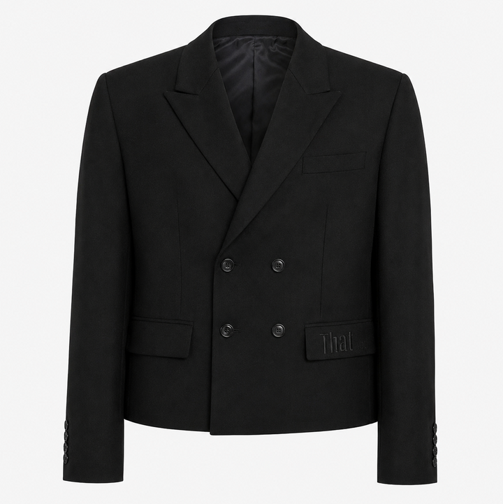 THATyou Cropped Cashmere Wool Blend Blazer - Jet Black